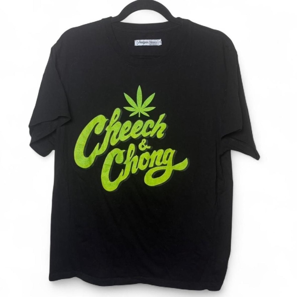 Cheech & Chong Graphic Tee Black Green Headgear Classics Size M